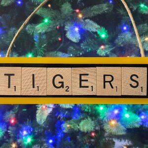 FHSU Christmas Ornament Fort Hays University Tigers Scrabble HandCrafted USA